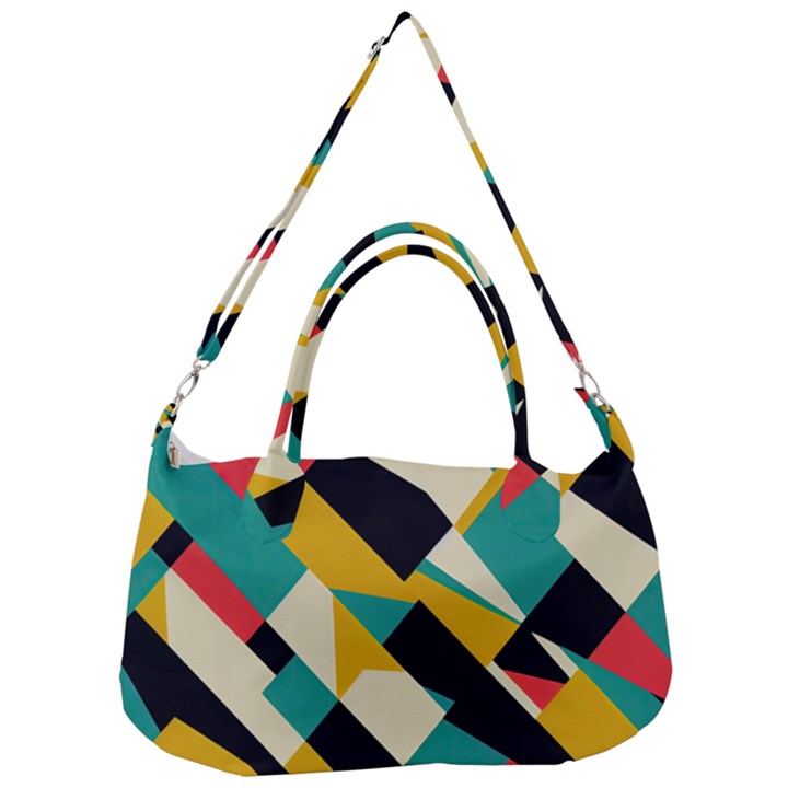 Geometric Pattern Retro Colorful Abstract Removable Strap Handbag