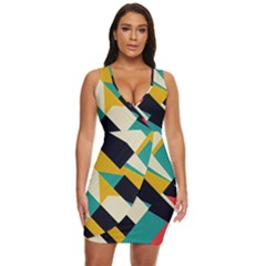 Geometric Pattern Retro Colorful Abstract Draped Bodycon Dress