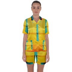 Colorful Rainbow Pattern Digital Art Abstract Minimalist Minimalism Satin Short Sleeve Pajamas Set