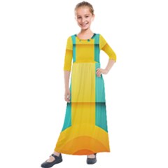 Colorful Rainbow Pattern Digital Art Abstract Minimalist Minimalism Kids  Quarter Sleeve Maxi Dress