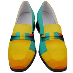 Colorful Rainbow Pattern Digital Art Abstract Minimalist Minimalism Women s Chunky Heel Loafers