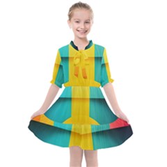 Colorful Rainbow Pattern Digital Art Abstract Minimalist Minimalism Kids  All Frills Chiffon Dress