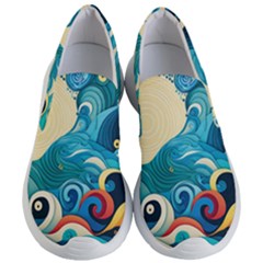 Waves Ocean Sea Abstract Whimsical Abstract Art Pattern Abstract Pattern Water Nature Moon Full Moon Women s Lightweight Slip Ons by Bedest
