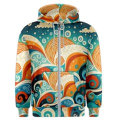 Waves Ocean Sea Abstract Whimsical Abstract Art Pattern Abstract Pattern Nature Water Seascape Men s Zipper Hoodie by Bedest
