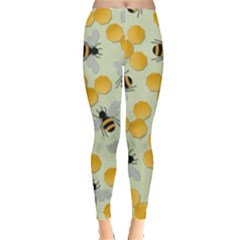 Bees Pattern Honey Bee Bug Honeycomb Honey Beehive Everyday Leggings 