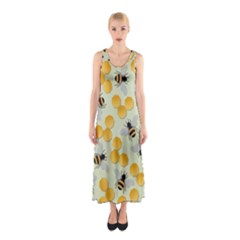 Bees Pattern Honey Bee Bug Honeycomb Honey Beehive Sleeveless Maxi Dress