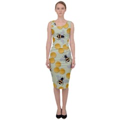 Bees Pattern Honey Bee Bug Honeycomb Honey Beehive Sleeveless Pencil Dress