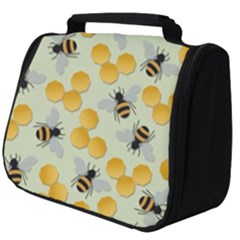 Bees Pattern Honey Bee Bug Honeycomb Honey Beehive Full Print Travel Pouch (Big)