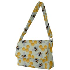 Bees Pattern Honey Bee Bug Honeycomb Honey Beehive Full Print Messenger Bag (S)