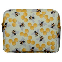 Bees Pattern Honey Bee Bug Honeycomb Honey Beehive Make Up Pouch (Large)