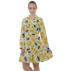 Bees Pattern Honey Bee Bug Honeycomb Honey Beehive All Frills Chiffon Dress