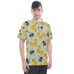 Bees Pattern Honey Bee Bug Honeycomb Honey Beehive Men s Polo T-Shirt