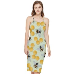 Bees Pattern Honey Bee Bug Honeycomb Honey Beehive Bodycon Cross Back Summer Dress