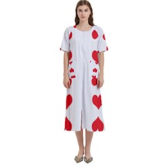 Heart Red Love Valentines Day Women s Cotton Short Sleeve Nightgown by Bajindul
