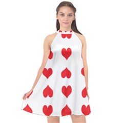 Heart Red Love Valentines Day Halter Neckline Chiffon Dress  by Bajindul