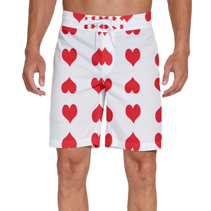 Heart Red Love Valentines Day Men s Beach Shorts