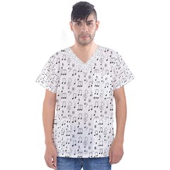 Music Notes Background Wallpaper Men s V-neck Scrub Top