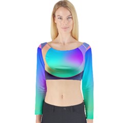 Circle Colorful Rainbow Spectrum Button Gradient Long Sleeve Crop Top by Maspions