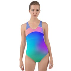 Circle Colorful Rainbow Spectrum Button Gradient Cut-out Back One Piece Swimsuit