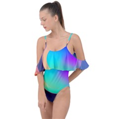 Circle Colorful Rainbow Spectrum Button Gradient Drape Piece Swimsuit by Maspions