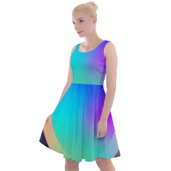 Circle Colorful Rainbow Spectrum Button Gradient Knee Length Skater Dress