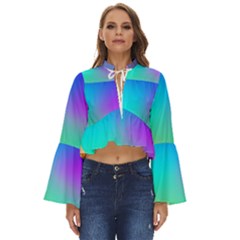 Circle Colorful Rainbow Spectrum Button Gradient Boho Long Bell Sleeve Top