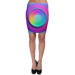 Circle Colorful Rainbow Spectrum Button Gradient Psychedelic Art Bodycon Skirt