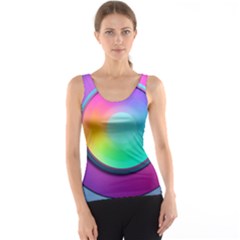 Circle Colorful Rainbow Spectrum Button Gradient Psychedelic Art Women s Basic Tank Top