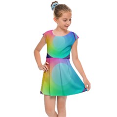 Circle Colorful Rainbow Spectrum Button Gradient Psychedelic Art Kids  Cap Sleeve Dress