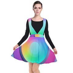 Circle Colorful Rainbow Spectrum Button Gradient Psychedelic Art Plunge Pinafore Dress by Maspions