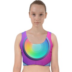 Circle Colorful Rainbow Spectrum Button Gradient Psychedelic Art Velvet Racer Back Crop Top by Maspions