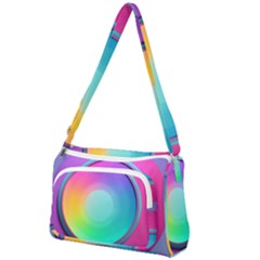 Circle Colorful Rainbow Spectrum Button Gradient Psychedelic Art Front Pocket Crossbody Bag