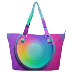Circle Colorful Rainbow Spectrum Button Gradient Psychedelic Art Full Print Shoulder Bag