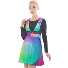 Circle Colorful Rainbow Spectrum Button Gradient Psychedelic Art Plunge Pinafore Velour Dress by Maspions