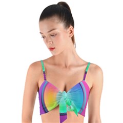 Circle Colorful Rainbow Spectrum Button Gradient Psychedelic Art Woven Tie Front Bralet