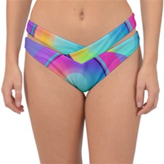 Circle Colorful Rainbow Spectrum Button Gradient Psychedelic Art Double Strap Halter Bikini Bottoms by Maspions