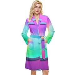 Circle Colorful Rainbow Spectrum Button Gradient Psychedelic Art Long Sleeve Velvet Robe