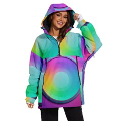 Circle Colorful Rainbow Spectrum Button Gradient Psychedelic Art Women s Ski And Snowboard Waterproof Breathable Jacket