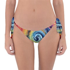 Cosmic Rainbow Quilt Artistic Swirl Spiral Forest Silhouette Fantasy Reversible Bikini Bottoms by Maspions