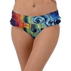 Cosmic Rainbow Quilt Artistic Swirl Spiral Forest Silhouette Fantasy Frill Bikini Bottoms by Maspions