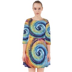 Cosmic Rainbow Quilt Artistic Swirl Spiral Forest Silhouette Fantasy Smock Dress