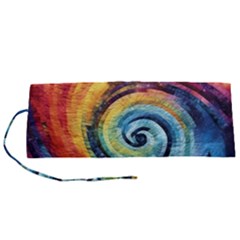 Cosmic Rainbow Quilt Artistic Swirl Spiral Forest Silhouette Fantasy Roll Up Canvas Pencil Holder (s)