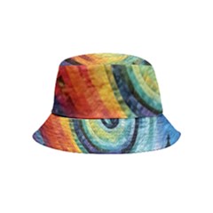 Cosmic Rainbow Quilt Artistic Swirl Spiral Forest Silhouette Fantasy Bucket Hat (kids)