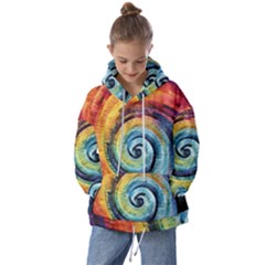 Cosmic Rainbow Quilt Artistic Swirl Spiral Forest Silhouette Fantasy Kids  Oversized Hoodie