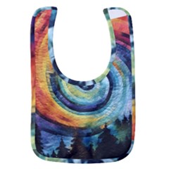 Cosmic Rainbow Quilt Artistic Swirl Spiral Forest Silhouette Fantasy Baby Bib