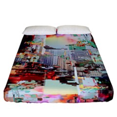 Digital Computer Technology Office Information Modern Media Web Connection Art Creatively Colorful C Fitted Sheet (california King Size)