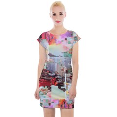 Digital Computer Technology Office Information Modern Media Web Connection Art Creatively Colorful C Cap Sleeve Bodycon Dress