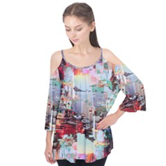 Digital Computer Technology Office Information Modern Media Web Connection Art Creatively Colorful C Flutter Sleeve T-shirt 