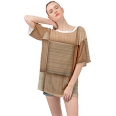 Wooden Wickerwork Texture Square Pattern Oversized Chiffon Top by Maspions