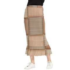 Wooden Wickerwork Texture Square Pattern Maxi Fishtail Chiffon Skirt